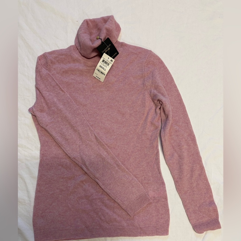 Charter Club Luxury 100% Cashmere Pink Turtleneck Sweater R13C